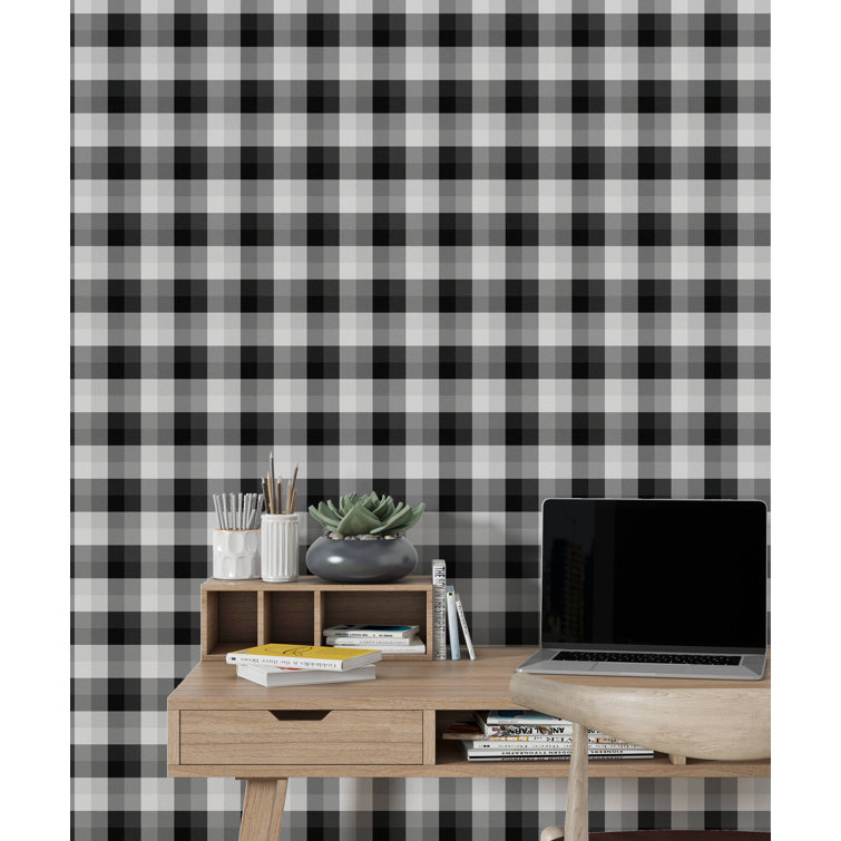 Gracie Oaks Sylke Buffalo Plaid Vinyl Canvas Peel & Stick Wallpaper Panel Wayfair